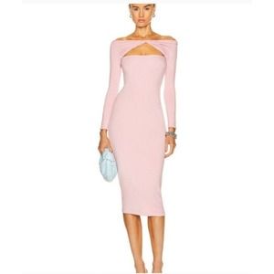 SER.O.YA Pink Off-Shoulder Midi Dress